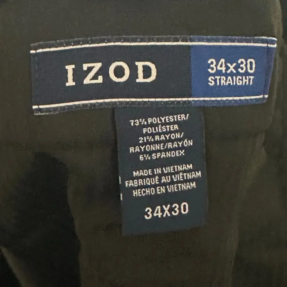 IZOD Dark Gray Straight Leg Dress Pants Size 34 X 30